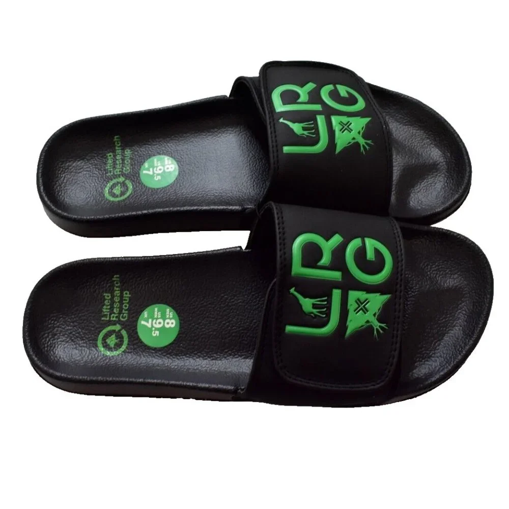 Lifted Research Group LRG Mens Stacked Logo Slides Black Sandals Shoes New 8 - Picture 5 of 5